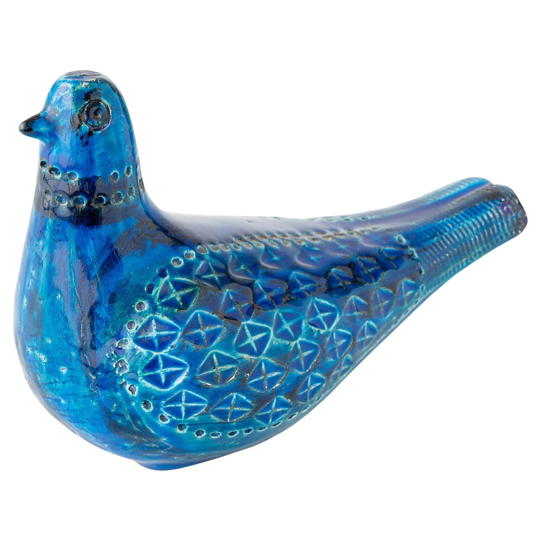 Bitossi by Aldo Londi Rimini Blu Ceramic Dove Sculpture, Italy, circa 1950s