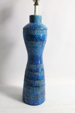 Bitossi Rimini Blu Table Lamp by Aldo Londi for Raymor Made in Italy Ca. 1960's