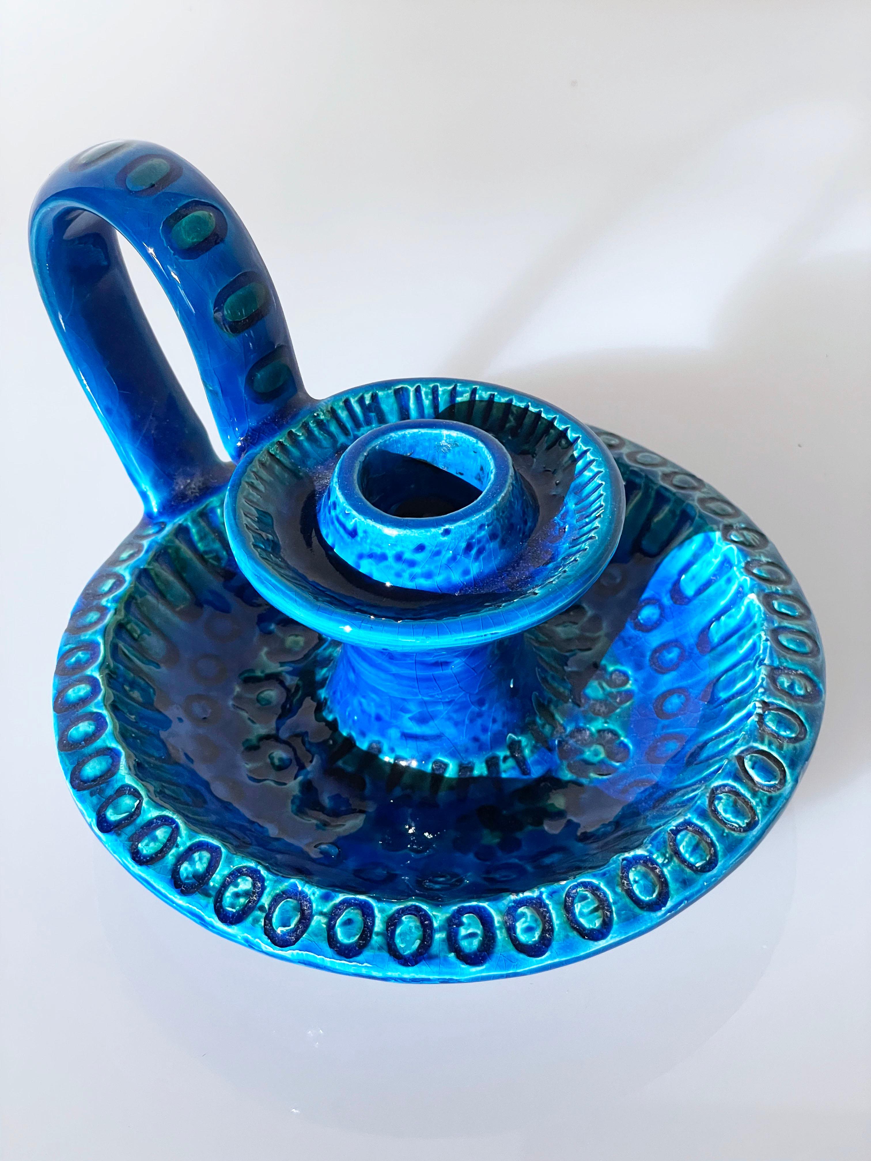 Portavelas Bitossi Rimini Azul de Aldo Londi Italiano en venta