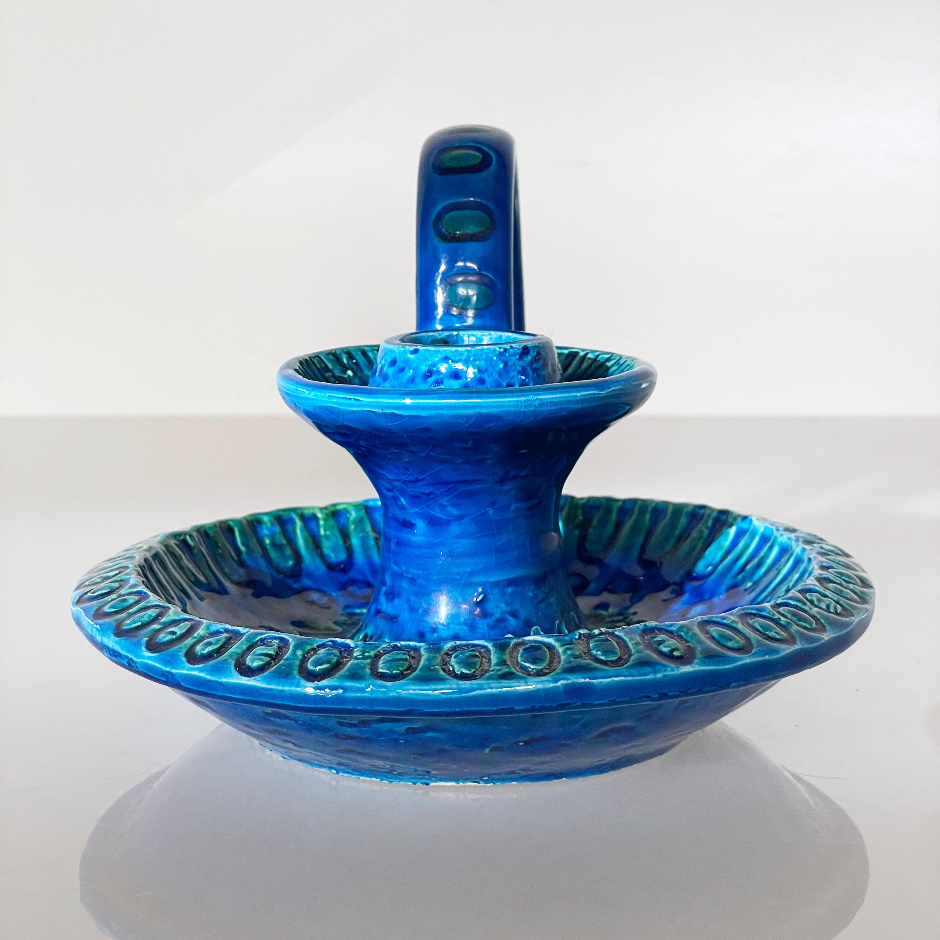 Portavelas Bitossi Rimini Azul de Aldo Londi siglo XX en venta