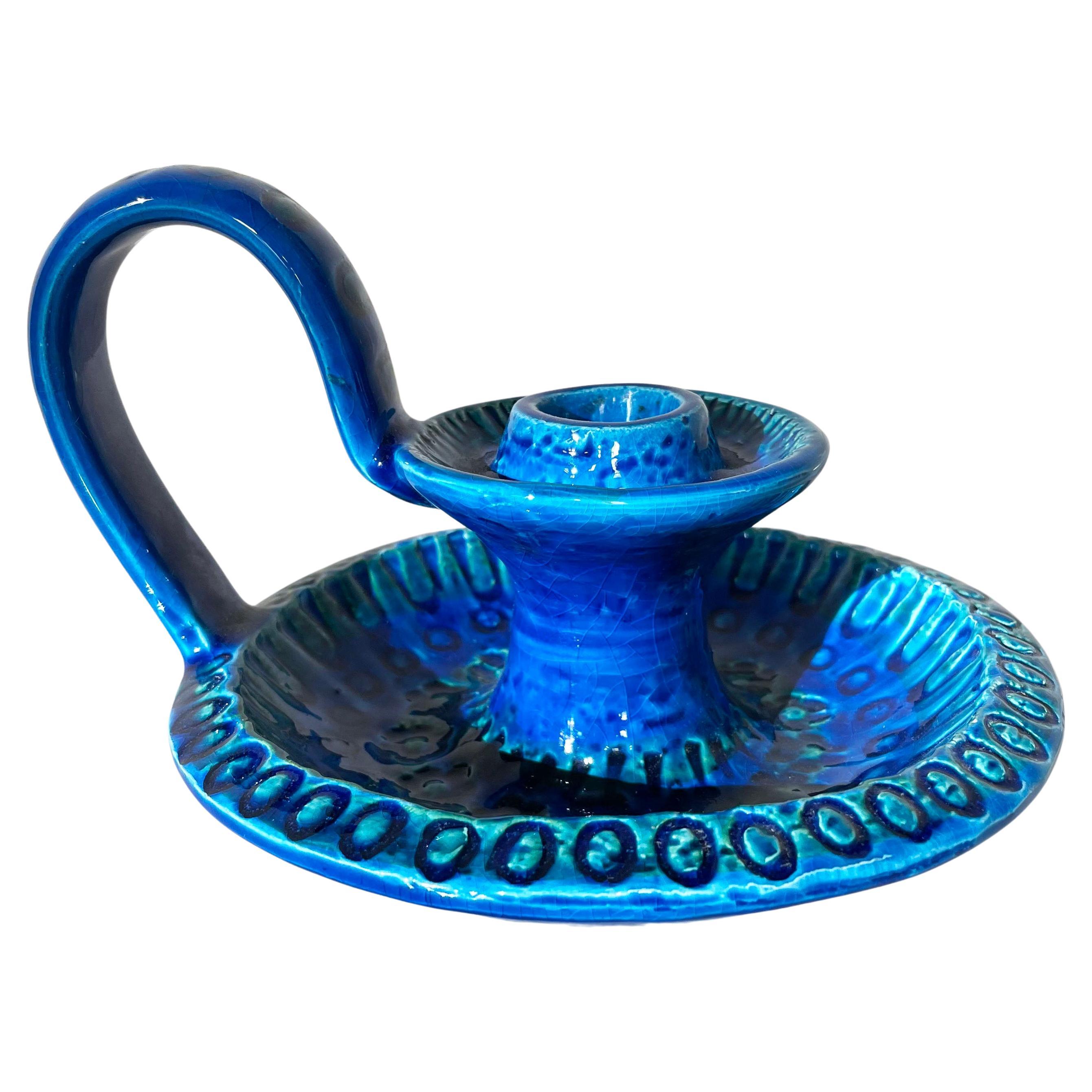 Bitossi Rimini Blue Candle Holder by Aldo Londi