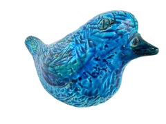 Bitossi Rimini Blue Ceramic Bird Sculpture by Aldo Londi, Italy, 1960s
