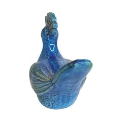 Bitossi Rimini Blue Ceramic Bird Sculpture by Aldo Londi, Italy, 1960s