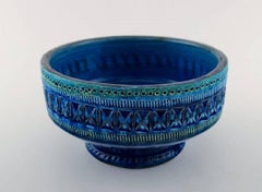 Bitossi, Rimini Blue Ceramic Bowl, Designed by Aldo Londi, Stamped, 1960s
