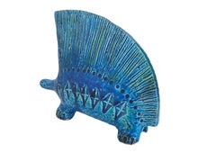 Sculpture de porc-épic en céramique bleue par Aldo Londi, Italie, années 1960