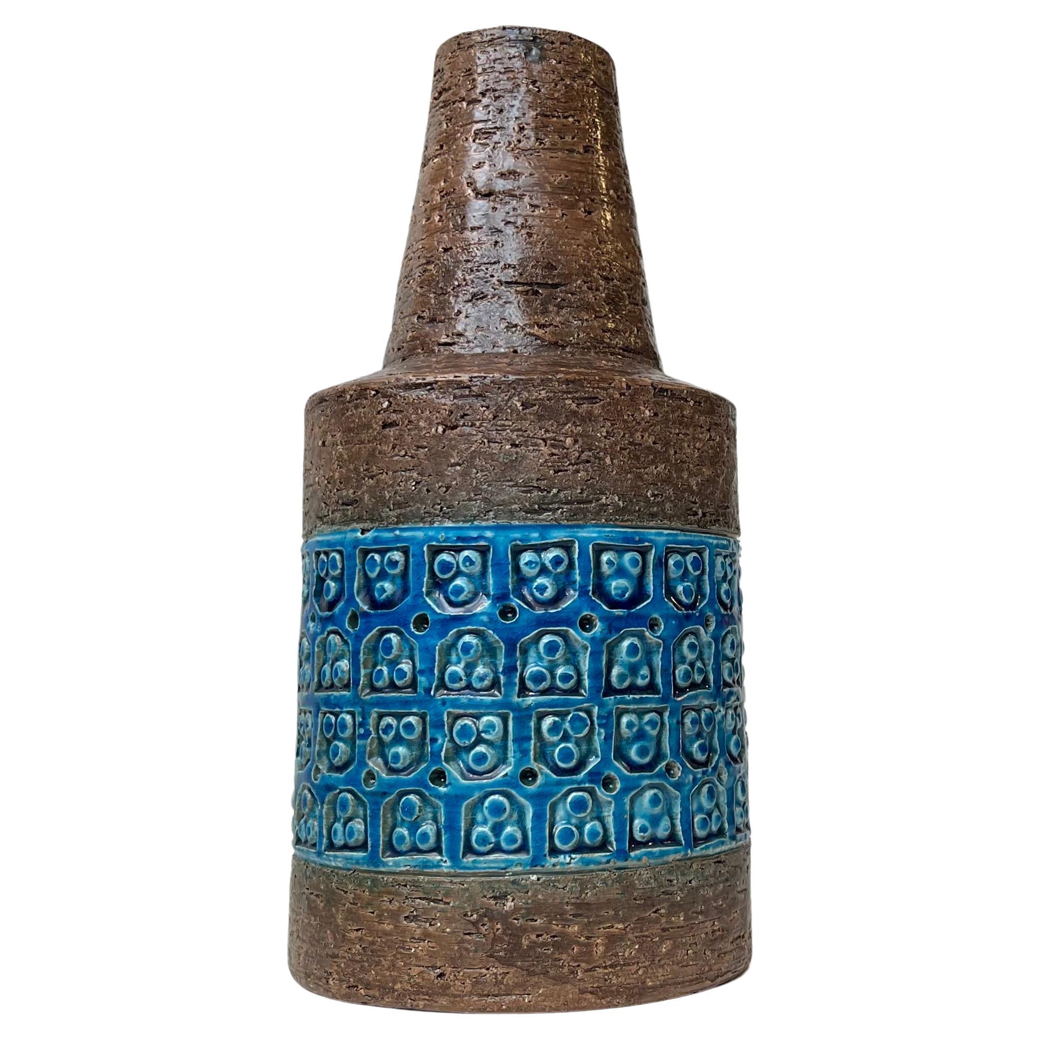 Bitossi Rimini-Vase aus italienischem Steingut mit blauer Glasur von Aldo Londi, 1960er Jahre im Angebot