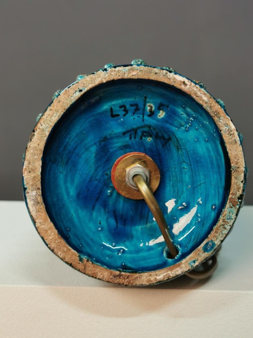 Bitossi, Rimini Blue Glazed Ceramic Table Lamp, Italy, 1960s 1