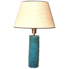 Bitossi, Rimini Blue Glazed Ceramic Table Lamp, Italy, 1960s