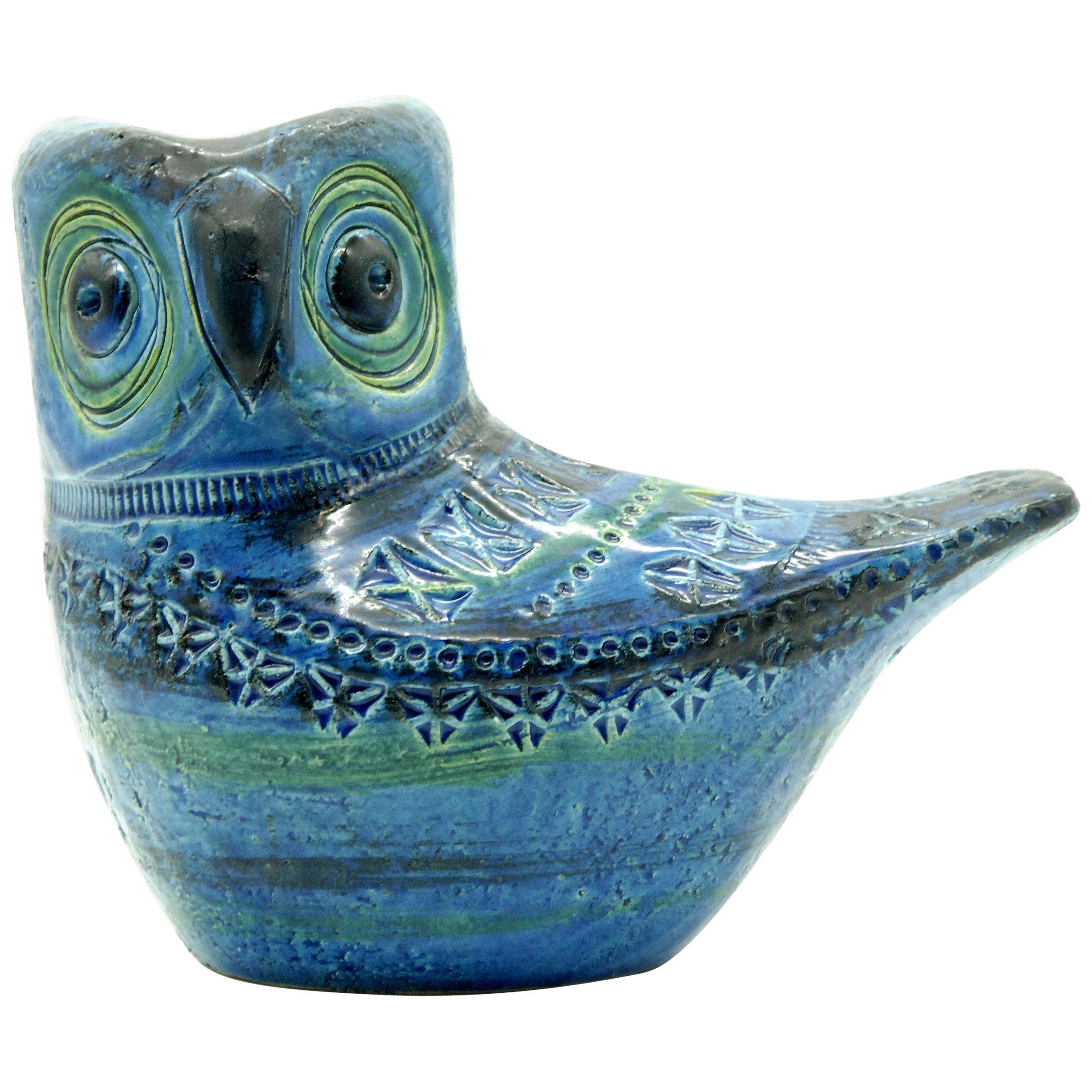 Bitossi 'Rimini Blue' Owl, Aldo Londi, Italy, circa 1965