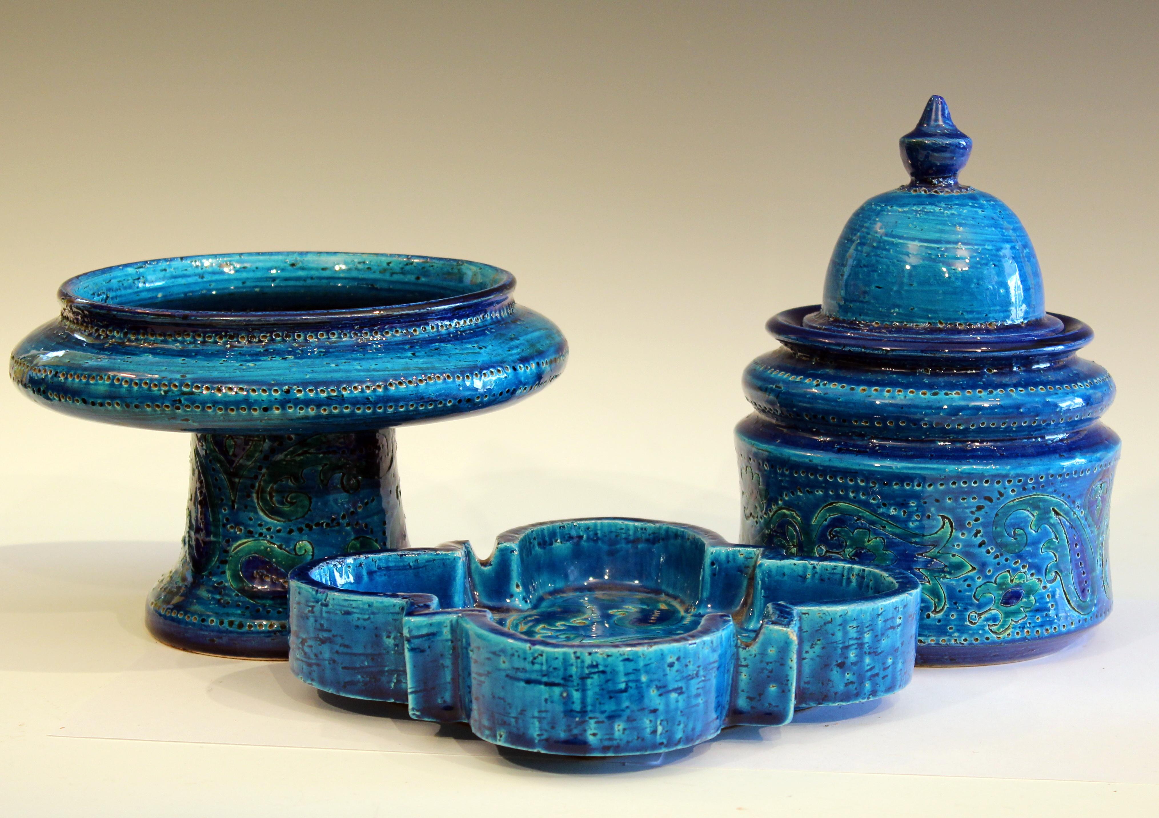 Bitossi Rimini Blue Pottery Londi Vase Italian Raymor Ceramic Jar Compote Set 1
