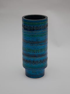 Vase bleu Bitossi Rimini d'Aldo Londi, Italie, années 1960
