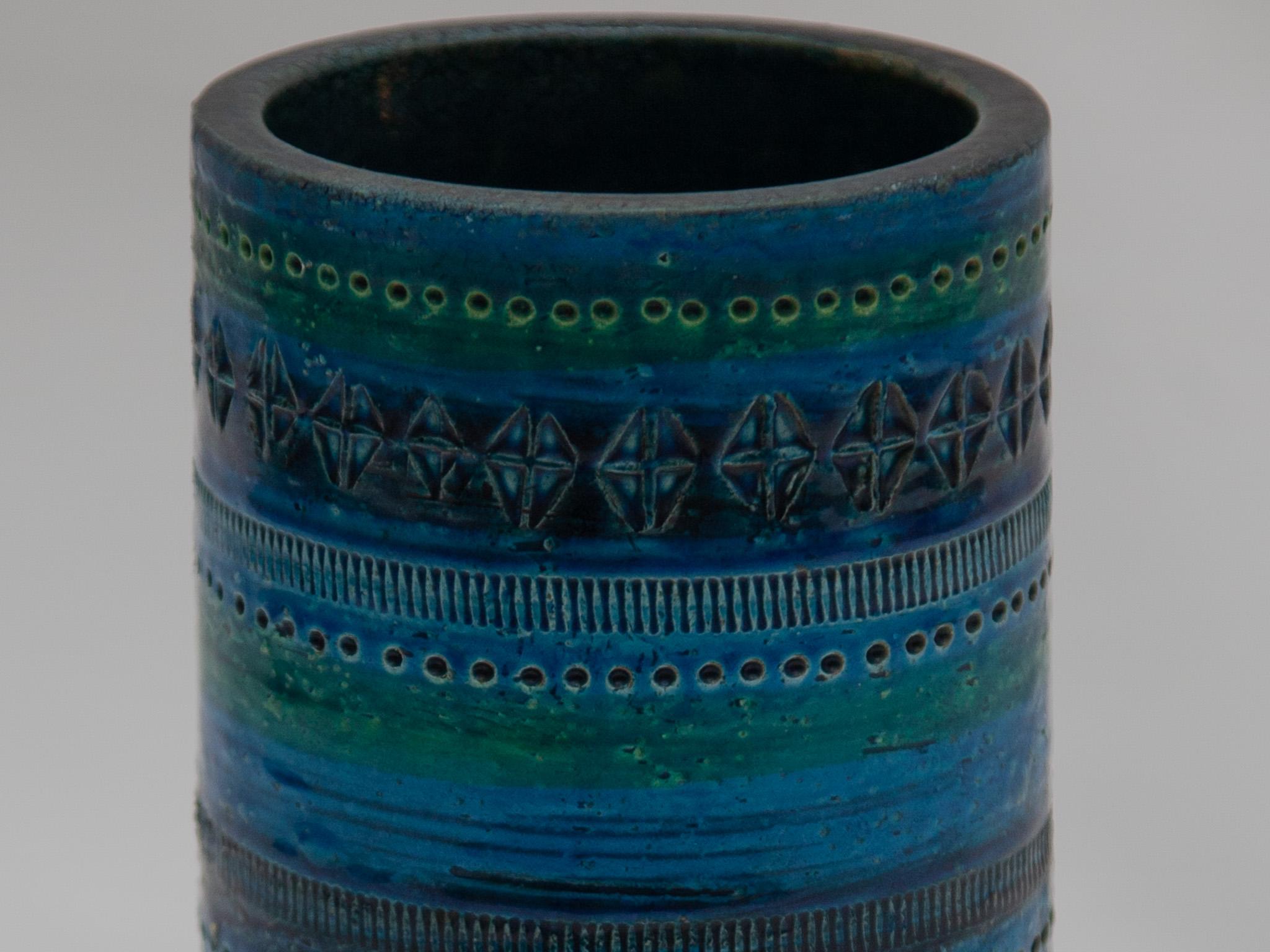 Mid-Century Modern Bitossi Rimini by Aldo Londi Blue vase, Italy, 1960s For Sale