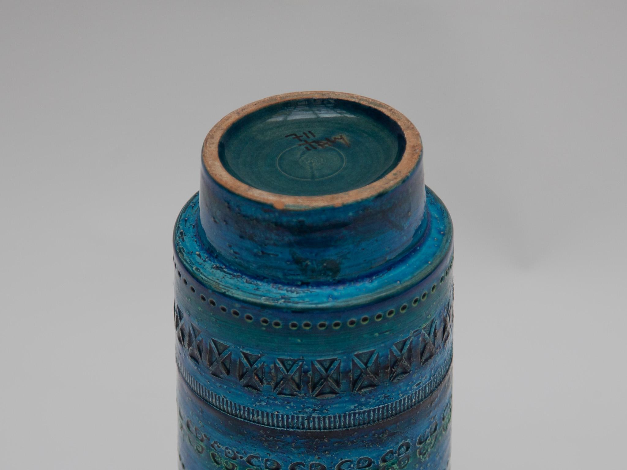 Milieu du XXe siècle Vase bleu Bitossi Rimini d'Aldo Londi, Italie, années 1960 en vente