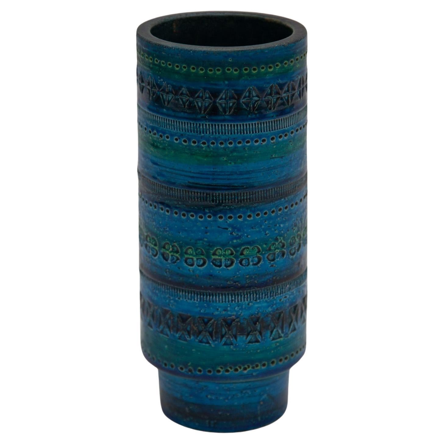 Bitossi Rimini by Aldo Londi Blue vase, Italy, 1960s For Sale