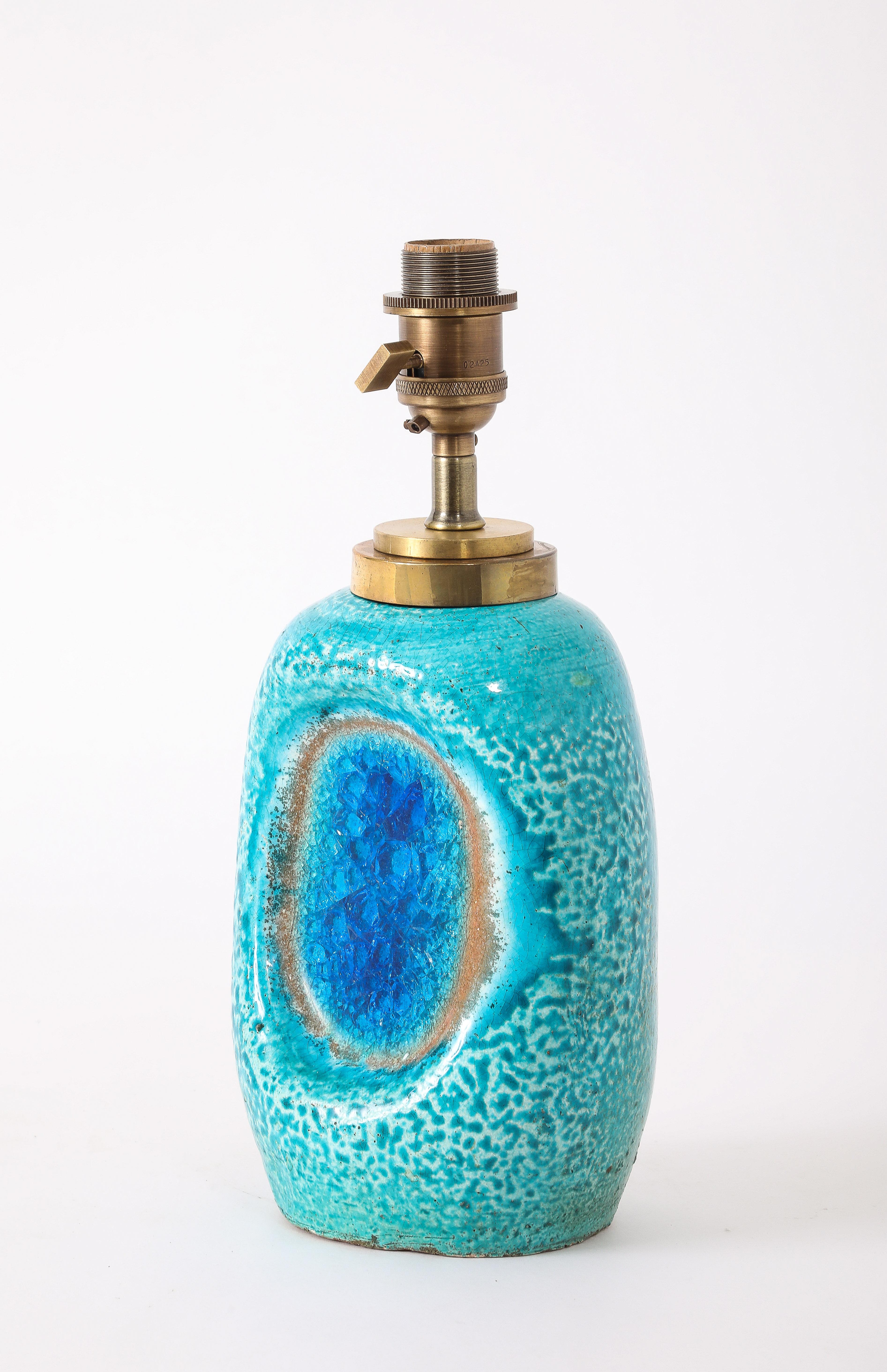 Lampe en verre fusionné et céramique de Bitossi, Italie, années 1950 en vente 5