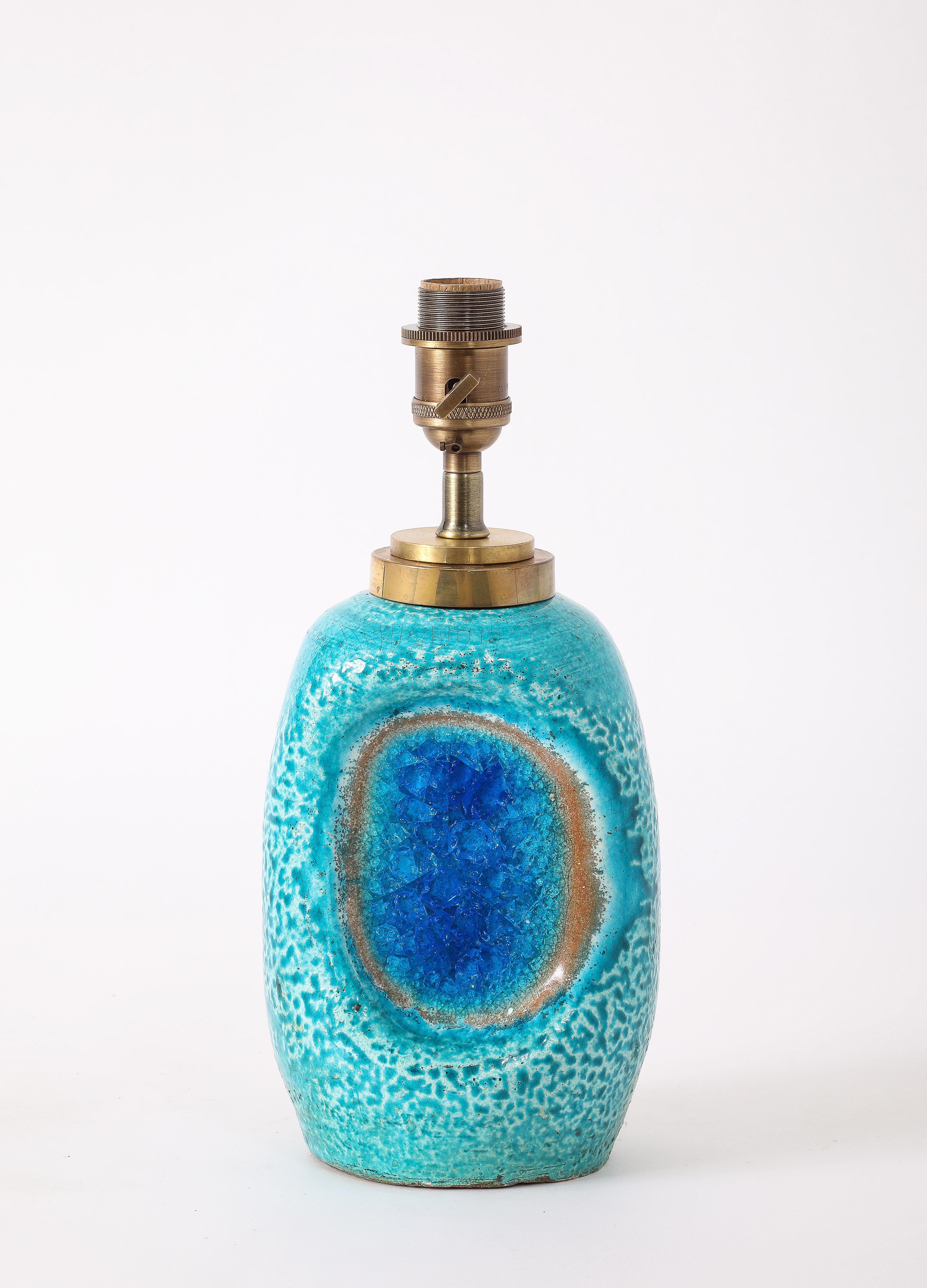 italien Lampe en verre fusionné et céramique de Bitossi, Italie, années 1950 en vente