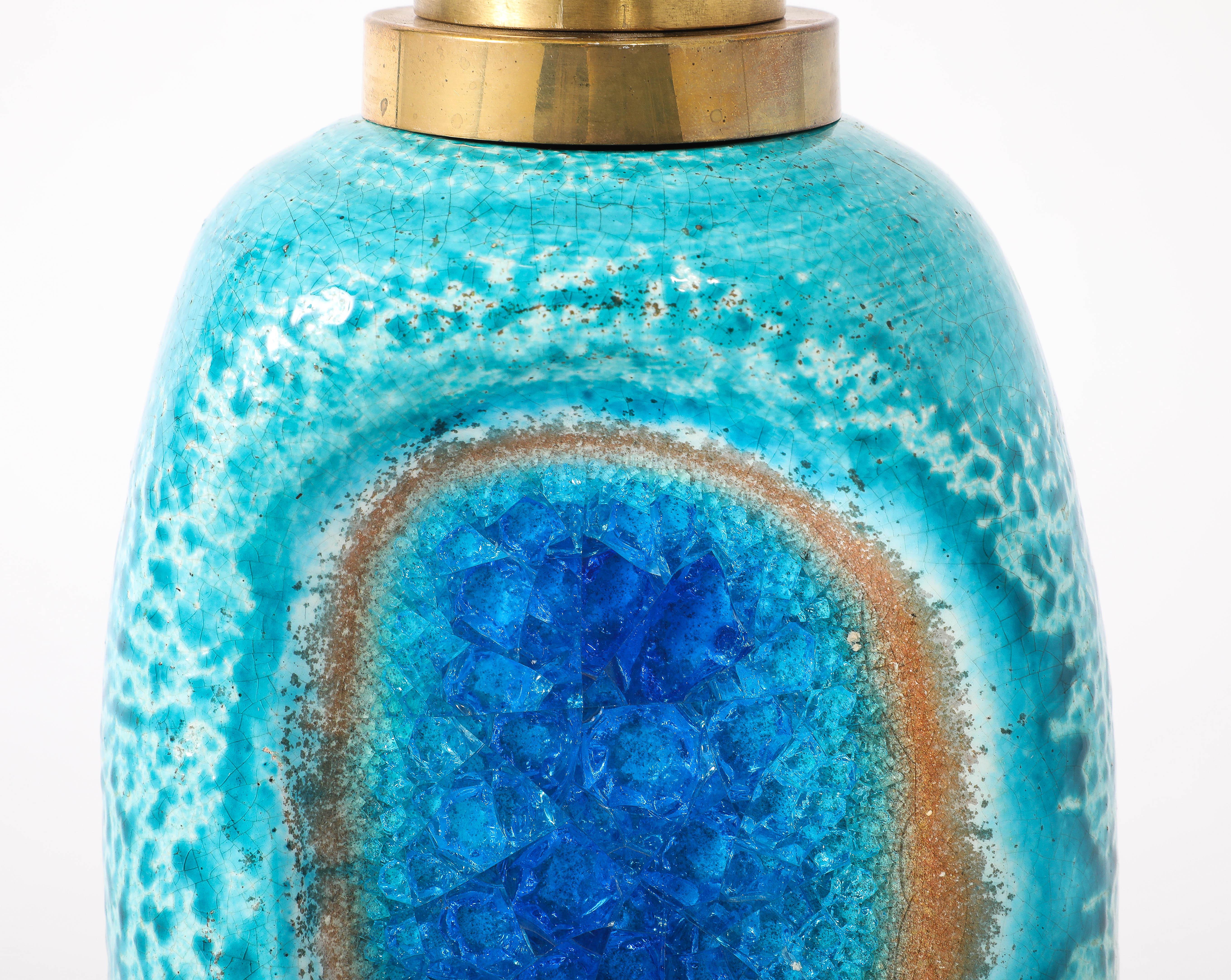 20ième siècle Lampe en verre fusionné et céramique de Bitossi, Italie, années 1950 en vente