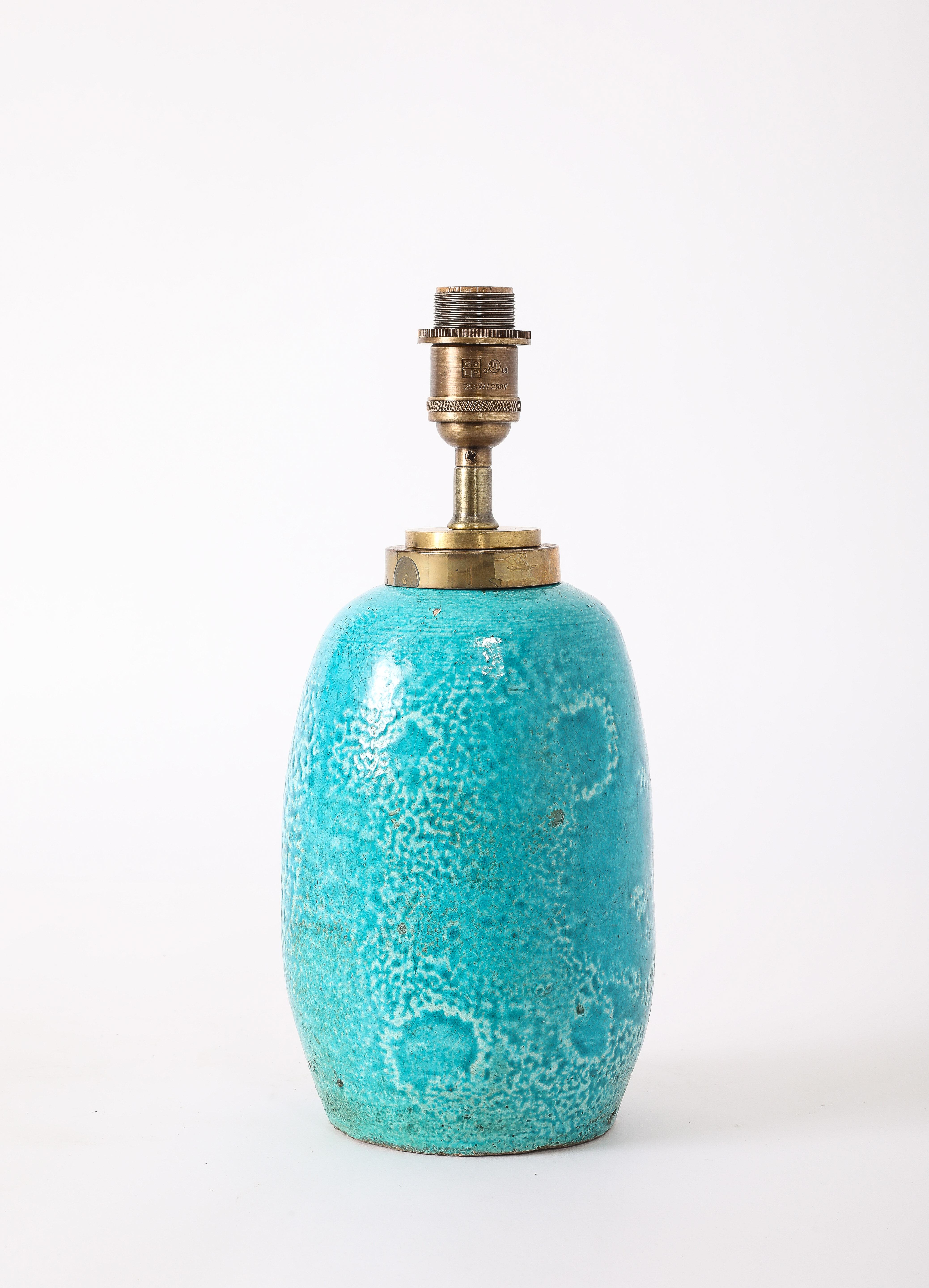 Verre Lampe en verre fusionné et céramique de Bitossi, Italie, années 1950 en vente