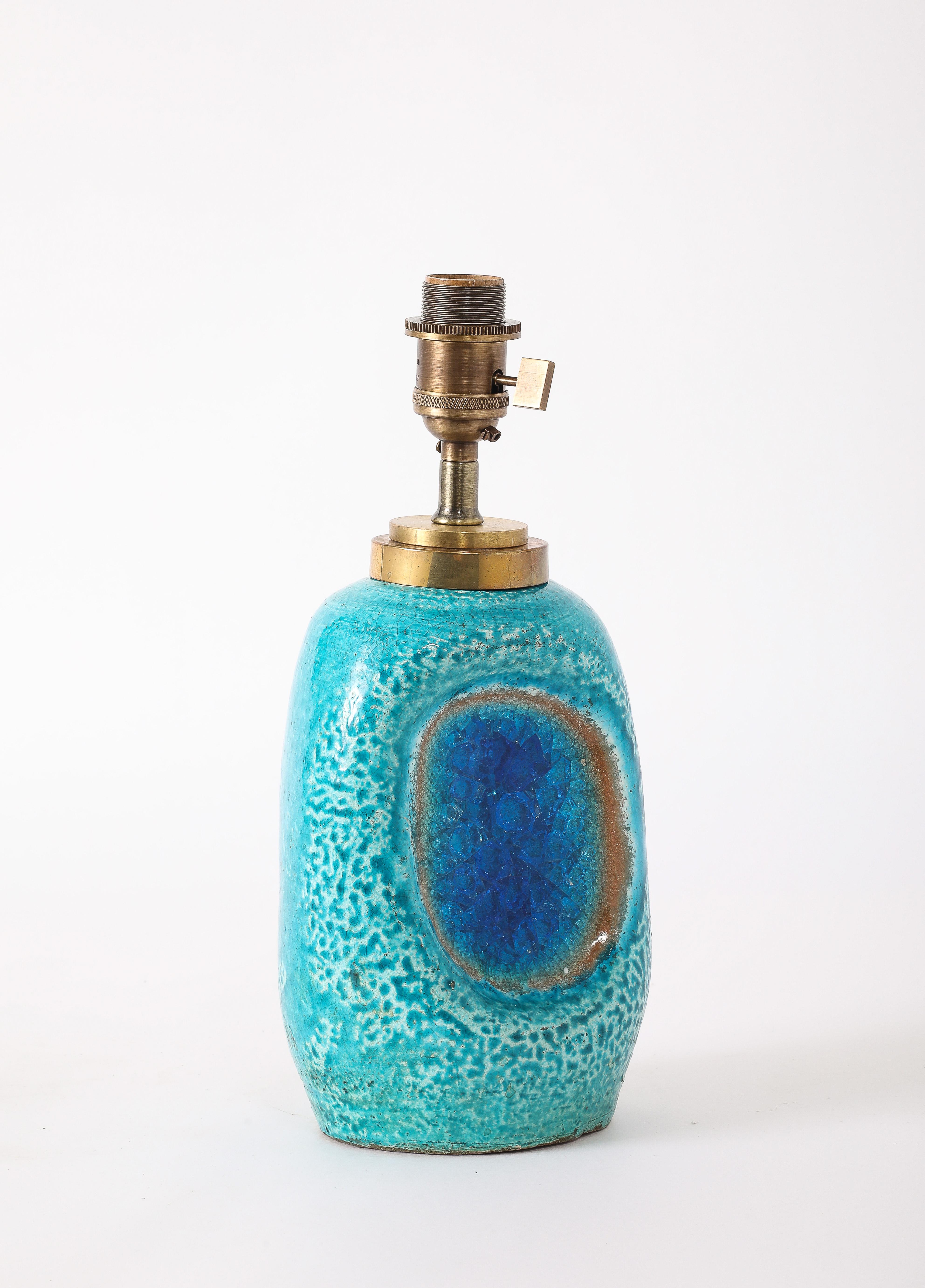 Lampe en verre fusionné et céramique de Bitossi, Italie, années 1950 en vente 2
