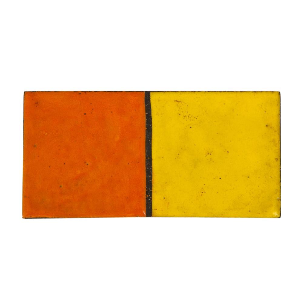 Mid-20th Century Bitossi Rosenthal Netter Box, Ceramic, Mondrian Orange Yellow, Signed