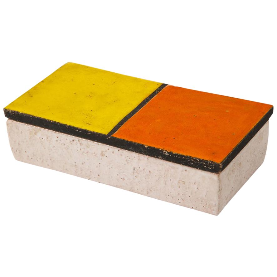 Bitossi Rosenthal Netter Box, Ceramic, Mondrian Orange Yellow, Signed