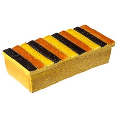Bitossi Rosenthal Netter Box, Ceramic, Stripes, Orange, Black, Yellow, Signed