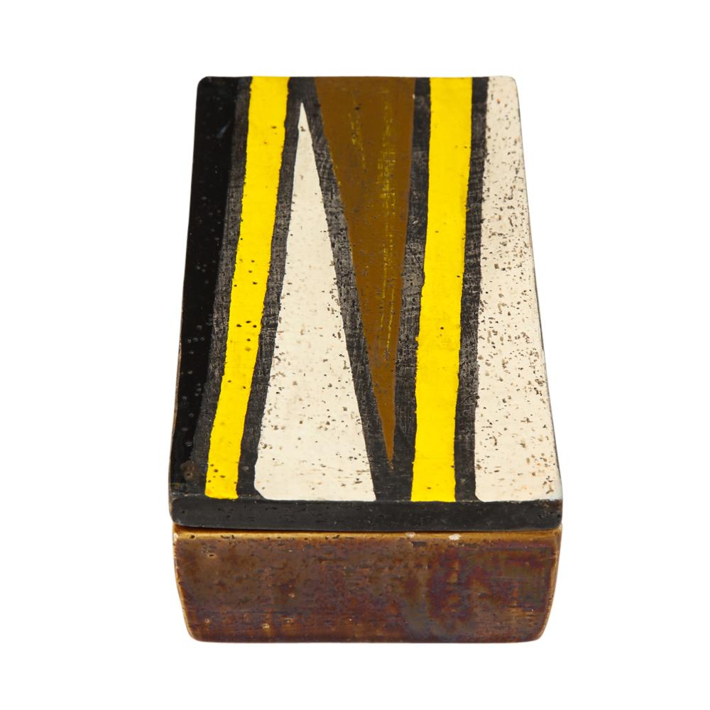 Mid-Century Modern Rosenthal Netter Box, Ceramic, Yellow, Black, White, Brown, Geometric, Signed For Sale