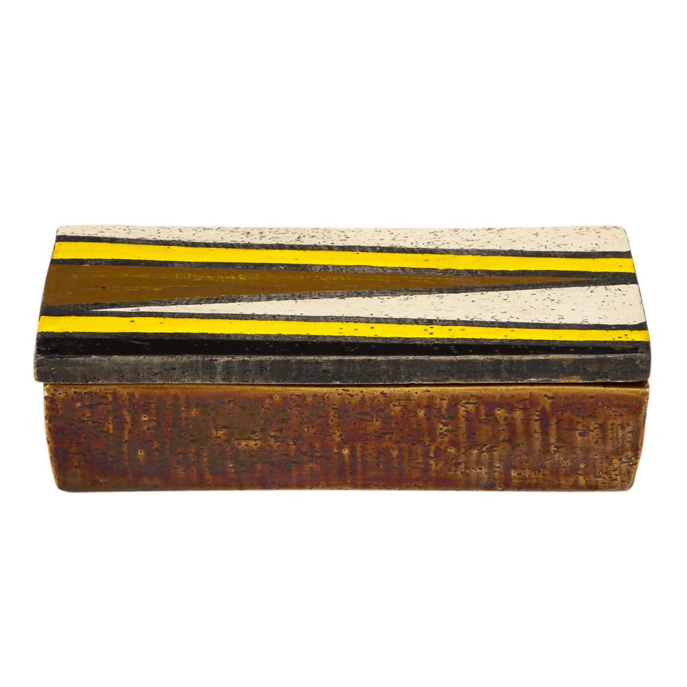 Italian Rosenthal Netter Box, Ceramic, Yellow, Black, White, Brown, Geometric, Signed For Sale