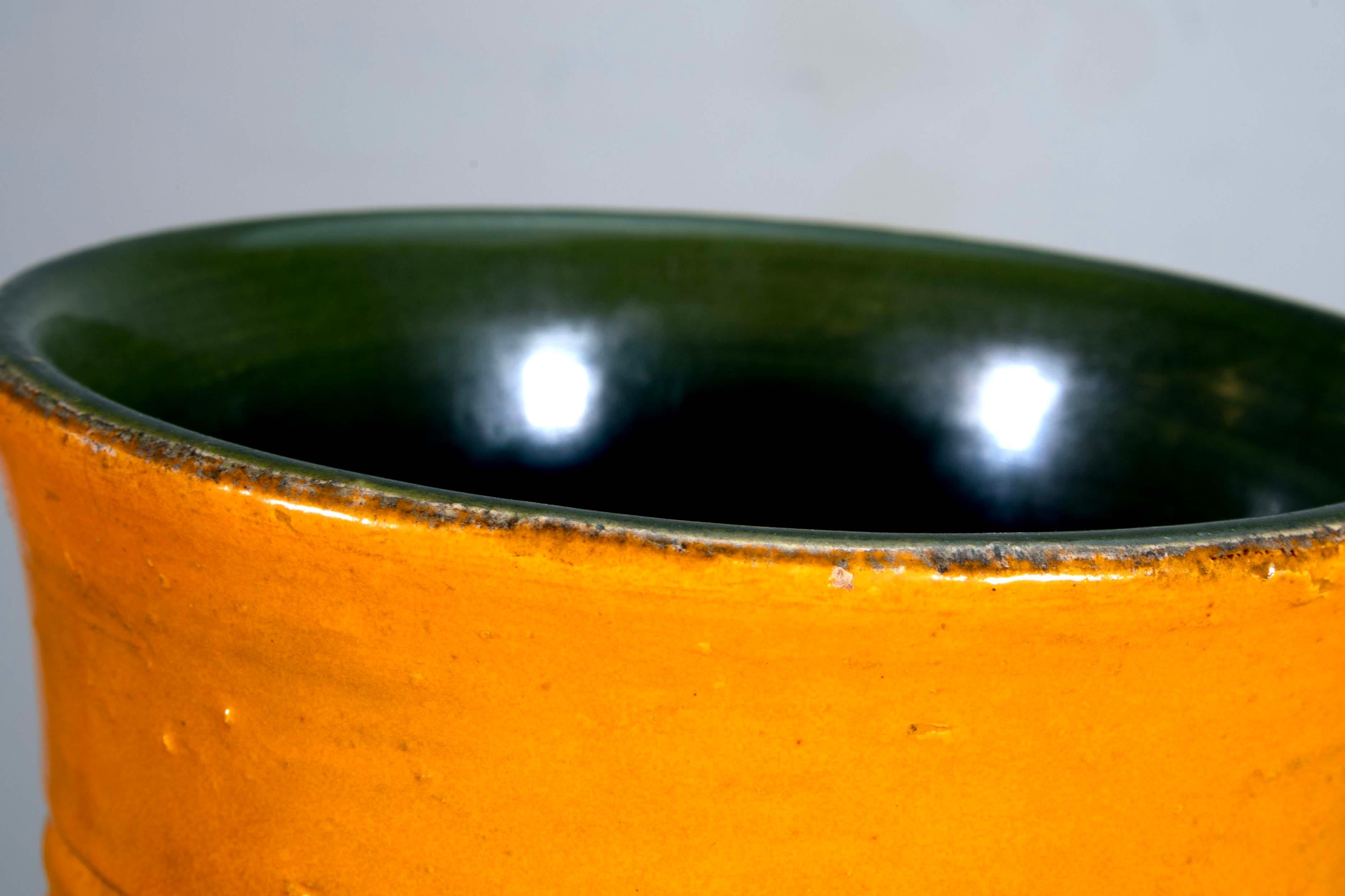 Pottery Bitossi Rosenthal Netter Ceramic Yellow, Orange, and Green Vase Made in Italy
