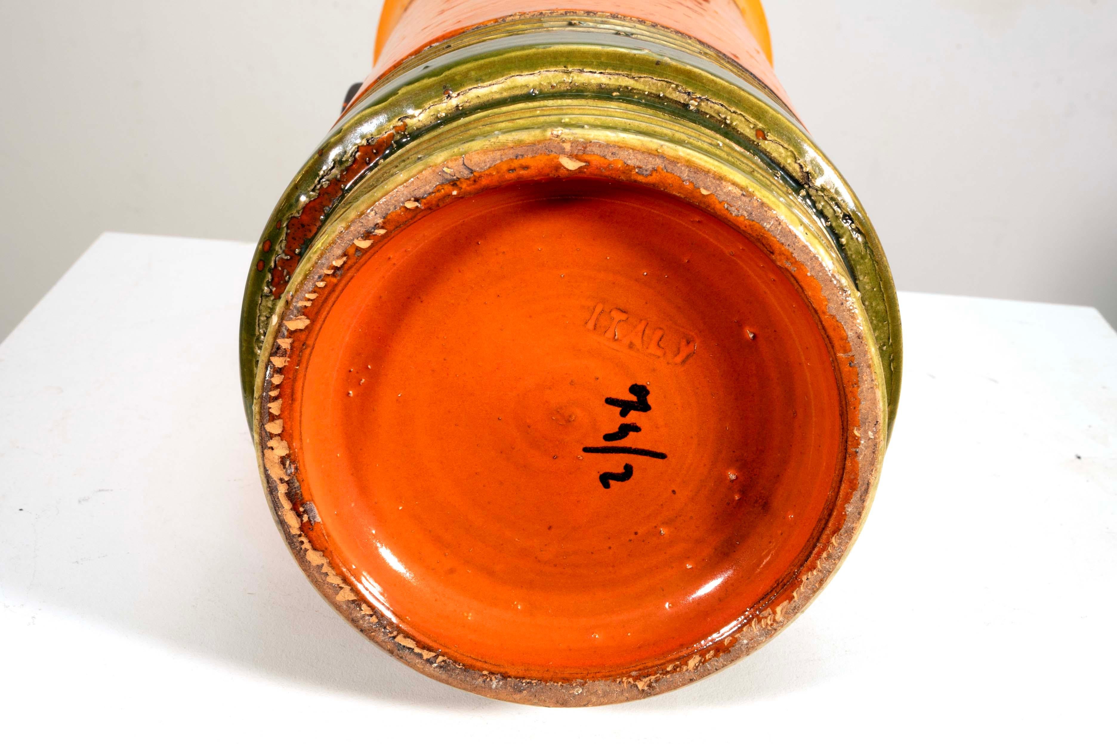 Bitossi Rosenthal Netter Ceramic Yellow, Orange, and Green Vase Made in Italy 2