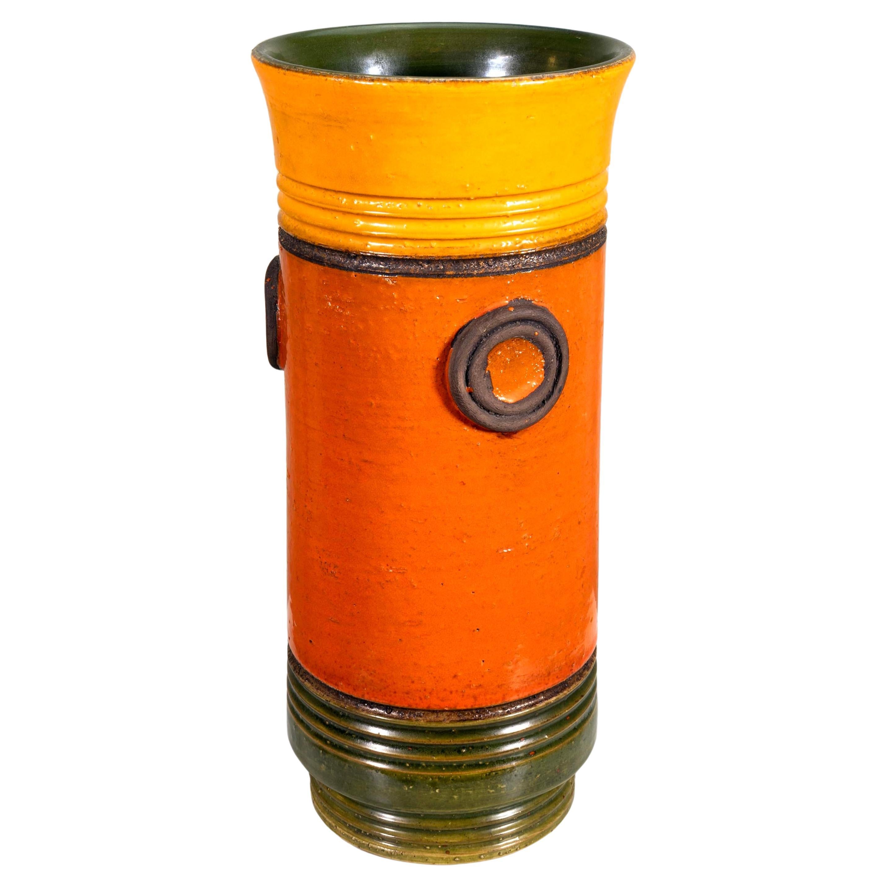 Bitossi Rosenthal Netter Ceramic Yellow, Orange, and Green Vase Made in Italy