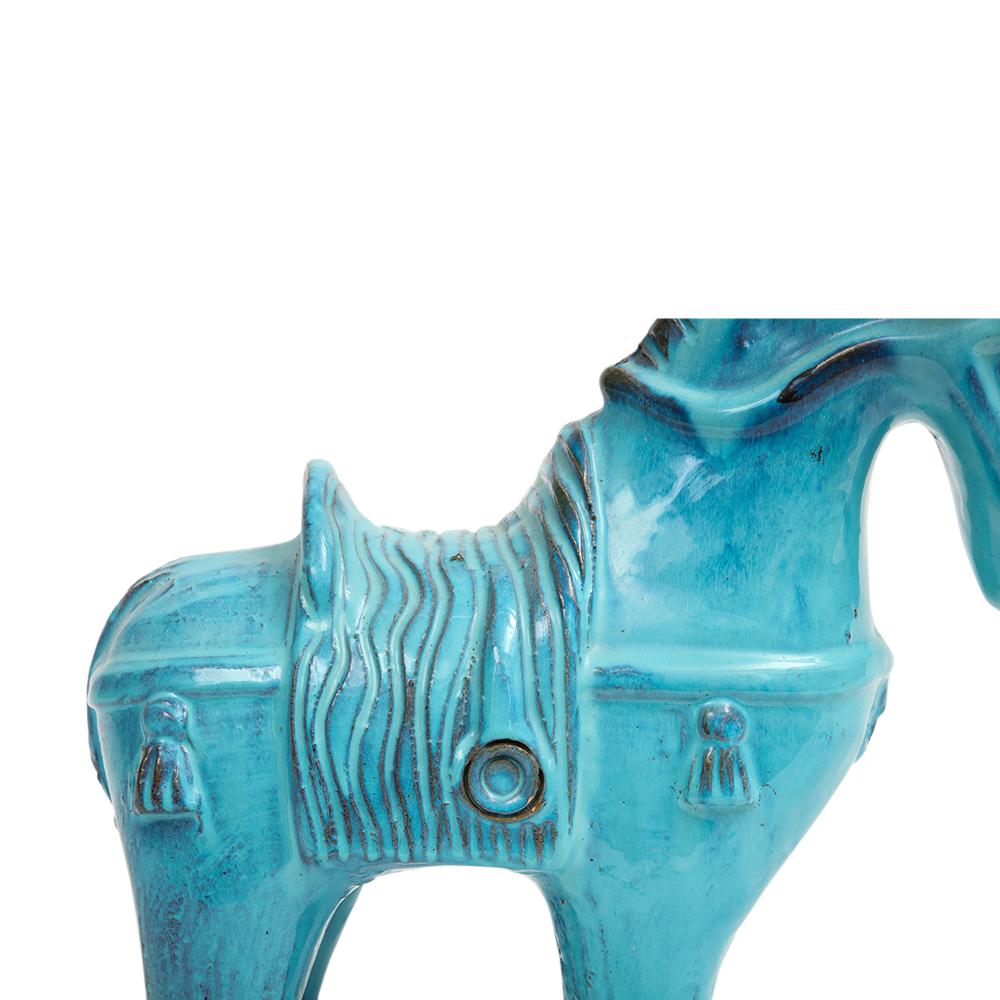 Bitossi Rosenthal Netter Horse, Ceramic, Cyan Blue, Signed For Sale 4