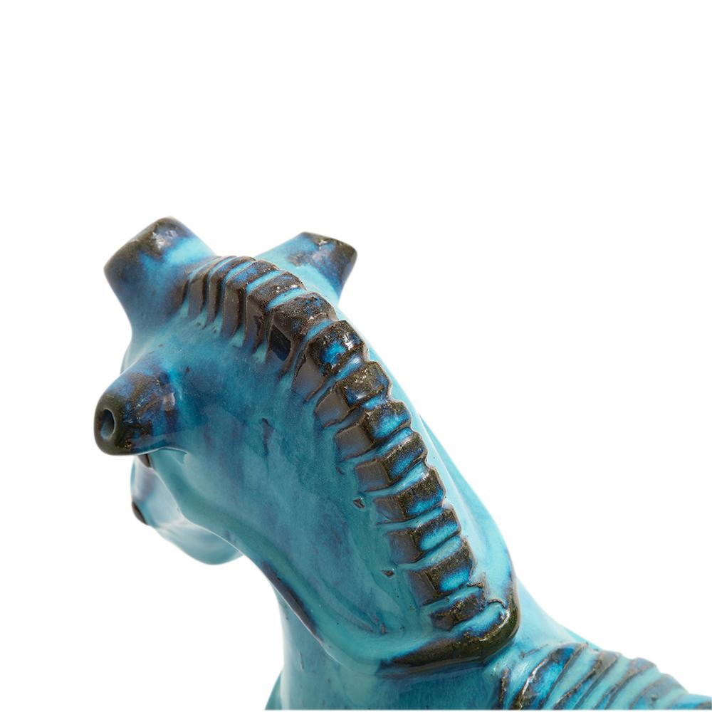 Bitossi Rosenthal Netter Horse, Ceramic, Cyan Blue, Signed In Good Condition For Sale In New York, NY