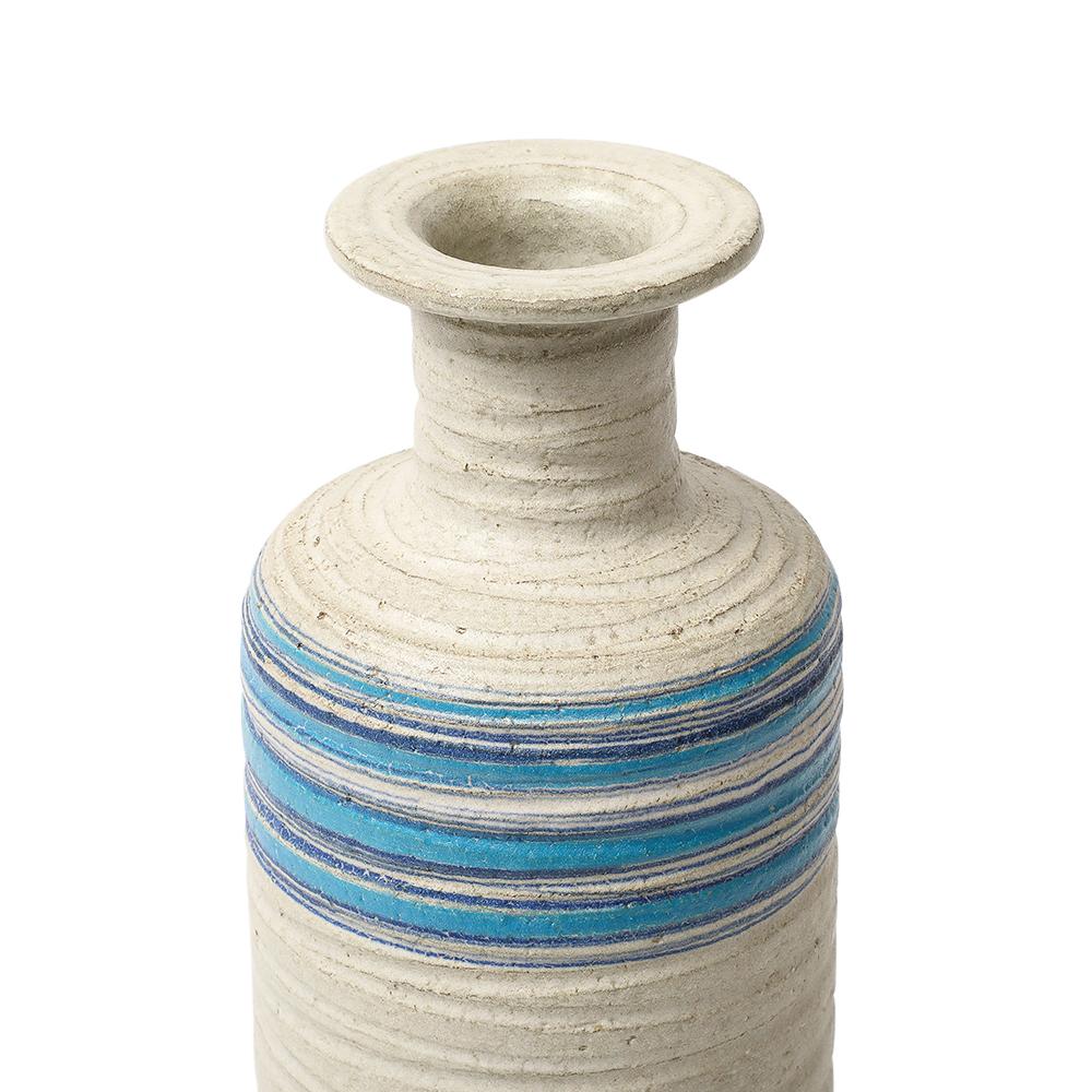 Bitossi Rosenthal Netter Pietra Vase, Ceramic, Blue, White, Ribbed, Signed For Sale 3
