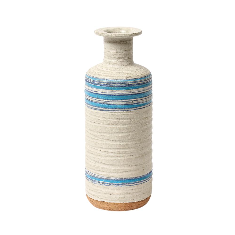 Bitossi Rosenthal Netter Pietra Vase, Ceramic, Blue, White, Ribbed, Signed For Sale 5