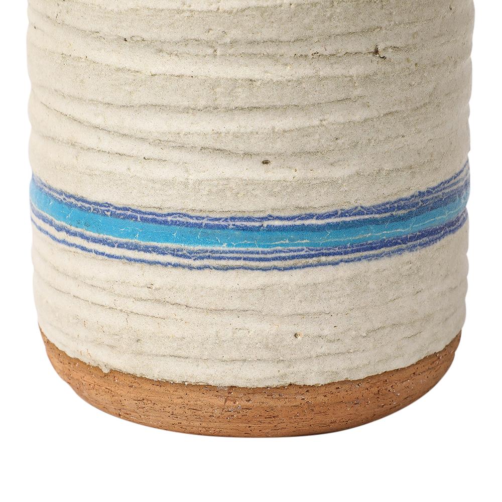 Bitossi Rosenthal Netter Pietra Vase, Ceramic, Blue, White, Ribbed, Signed For Sale 6