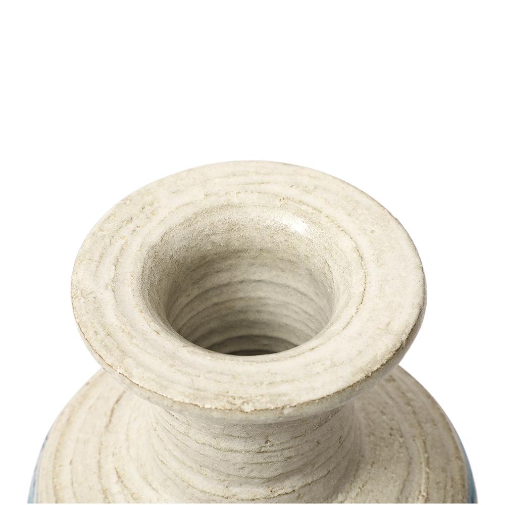 Bitossi Rosenthal Netter Pietra Vase, Ceramic, Blue, White, Ribbed, Signed For Sale 8