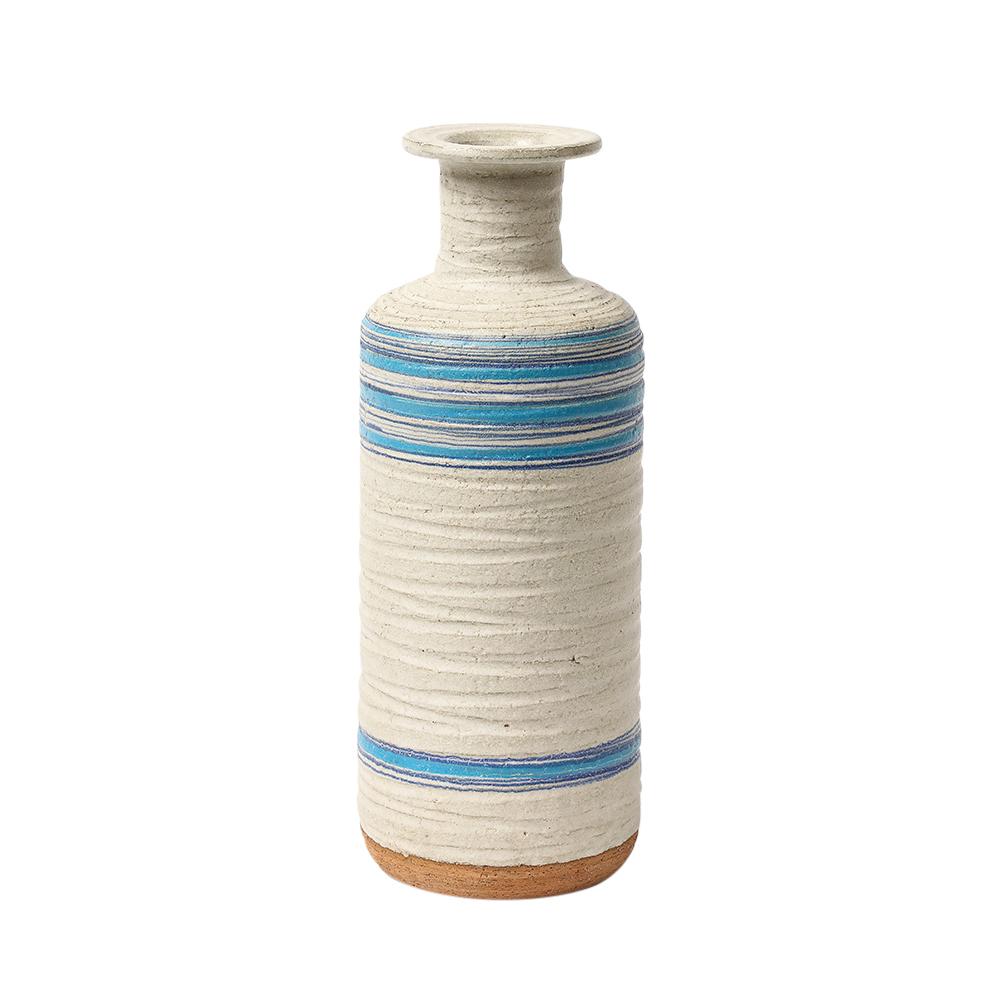 Bitossi Rosenthal Netter Pietra Vase, Ceramic, Blue, White, Ribbed, Signed For Sale 10