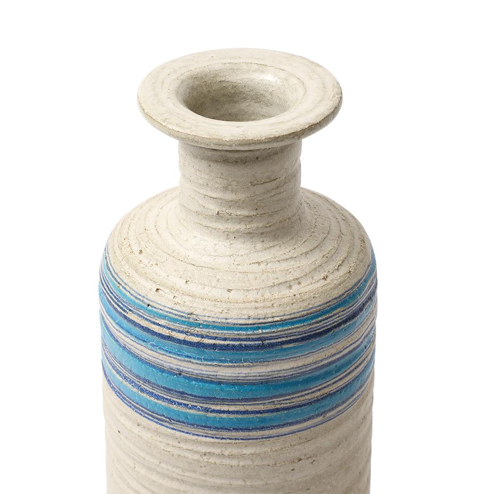 Bitossi Rosenthal Netter Pietra Vase, Ceramic, Blue, White, Ribbed, Signed In Good Condition For Sale In New York, NY