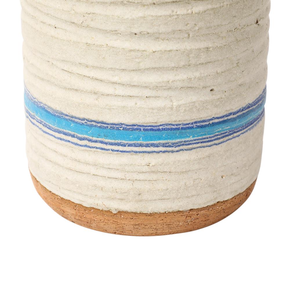 Late 20th Century Bitossi Rosenthal Netter Pietra Vase, Ceramic, Blue, White, Ribbed, Signed For Sale