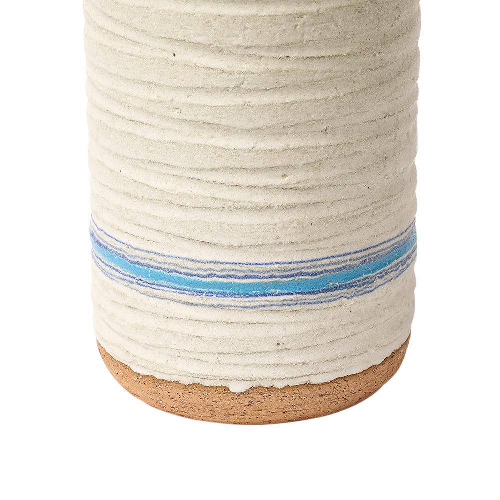 Bitossi Rosenthal Netter Pietra Vase, Ceramic, Blue, White, Ribbed, Signed For Sale 2