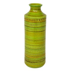 Bitossi Rosenthal Netter Vase, Ceramic Chartreuse, Signed