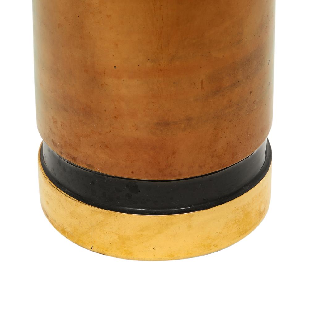 Mid-20th Century Bitossi Rosenthal Netter Vase, Ceramic, Metallic Gold, Copper and Black, Signed