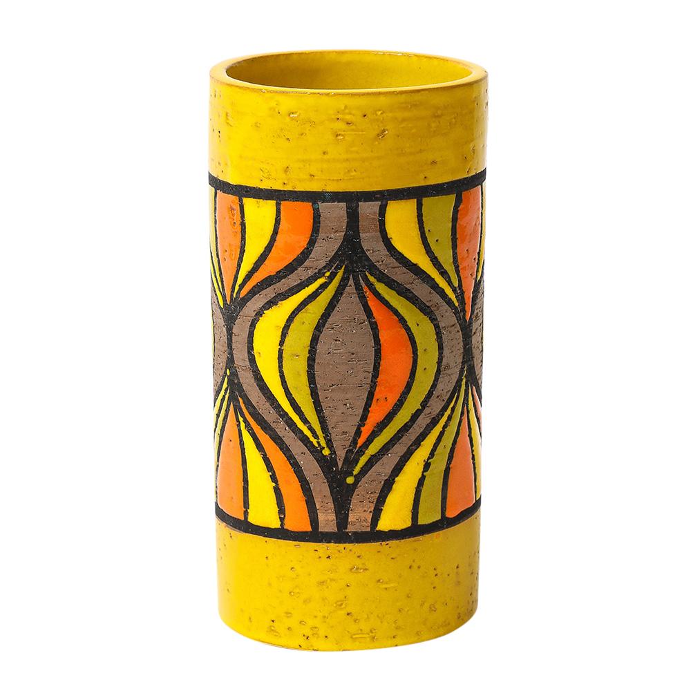Mid-Century Modern Bitossi Rosenthal Netter Vase, Ceramic, Onion, Yellow, Orange, Brown, Signed For Sale