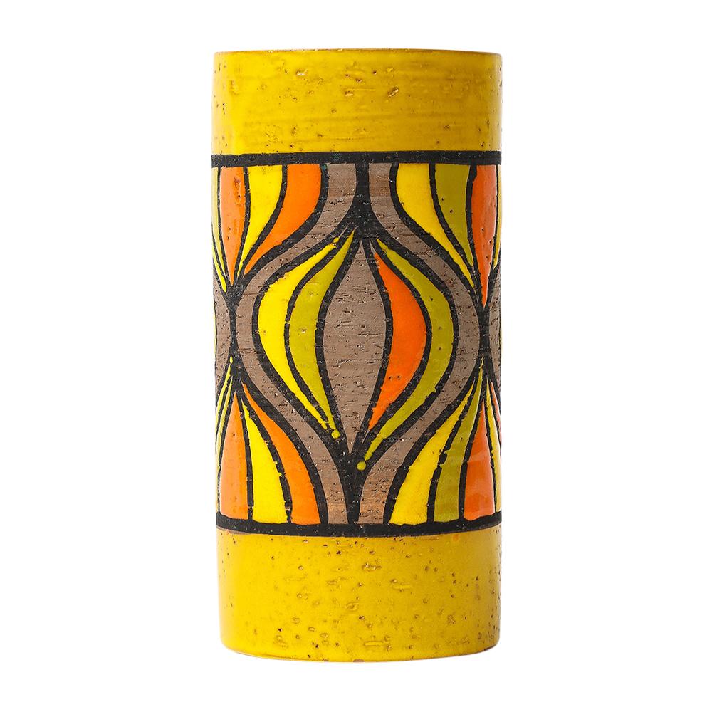 Italian Bitossi Rosenthal Netter Vase, Ceramic, Onion, Yellow, Orange, Brown, Signed For Sale