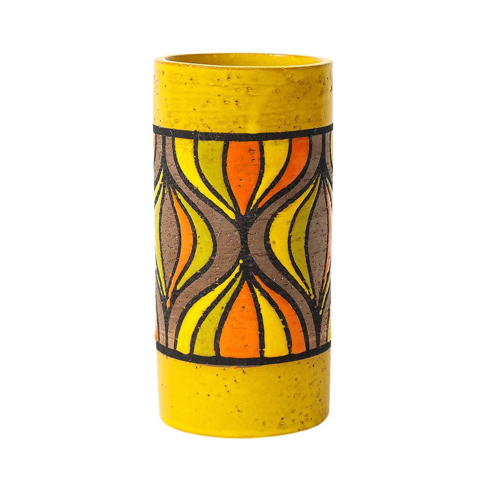 Glazed Bitossi Rosenthal Netter Vase, Ceramic, Onion, Yellow, Orange, Brown, Signed For Sale