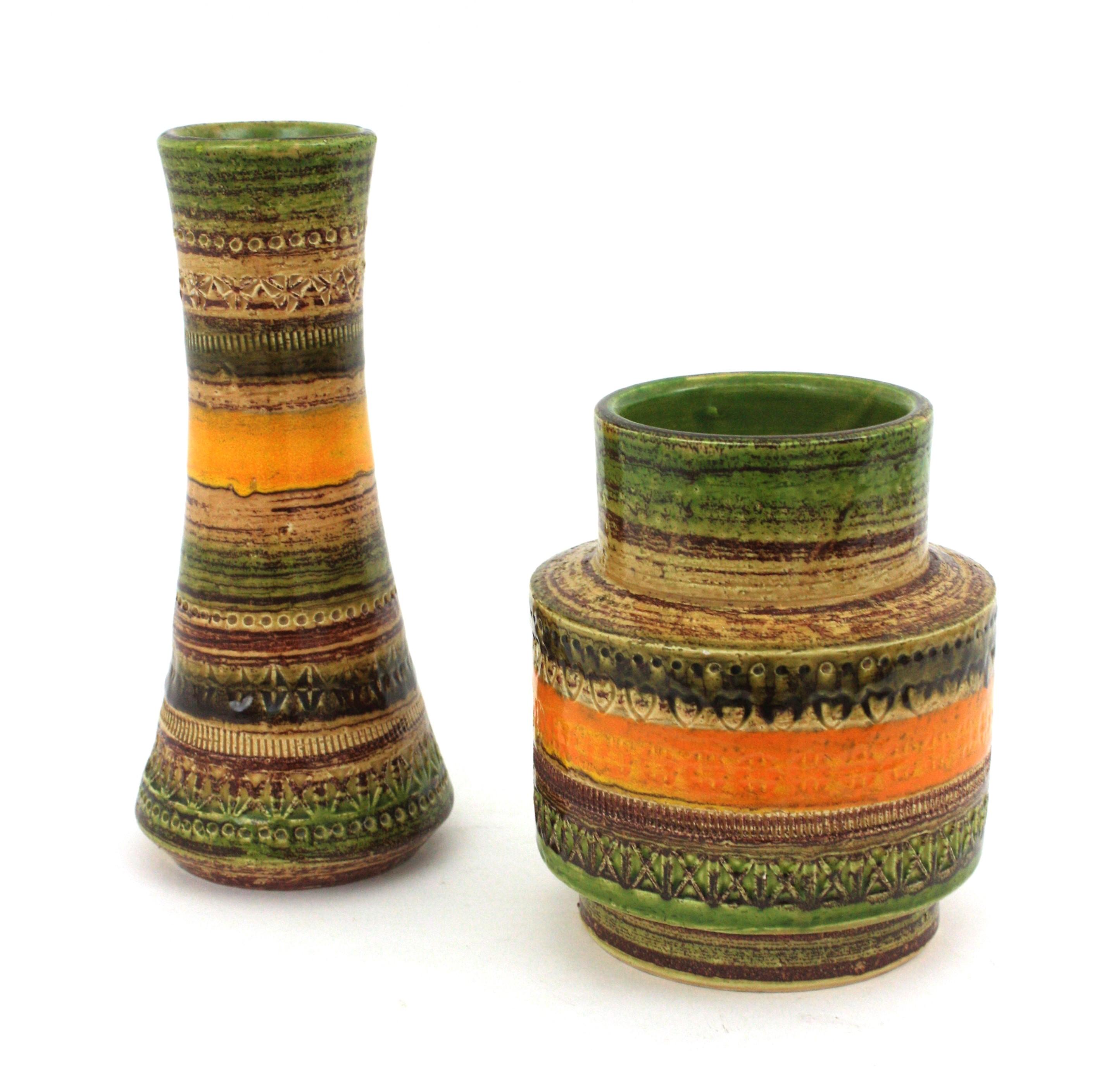 Satz von zwei Keramikvasen der Serie Bitossi Aldo Londi für Cer Paoli Sahara. Italien, 1960er Jahre.
Ceramiche Paoli 