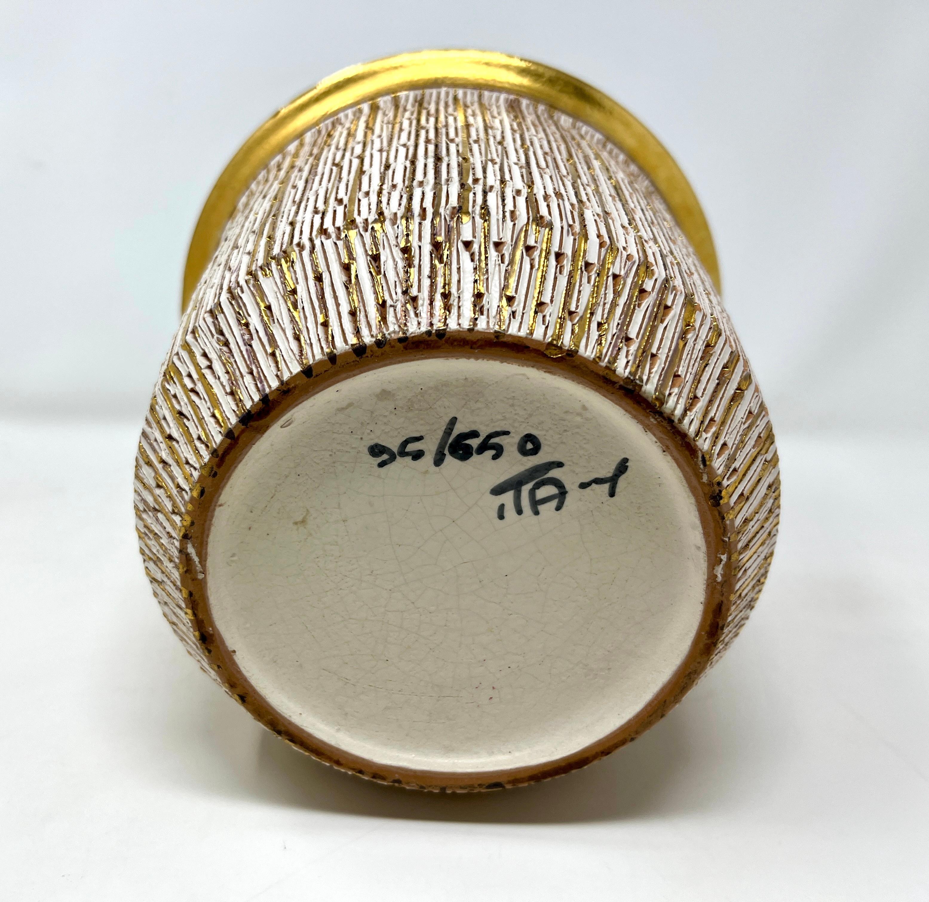 20th Century Bitossi Seta (Silk) Series Gold Turquoise Planter Pot, Aldo Londi, Sgraffito