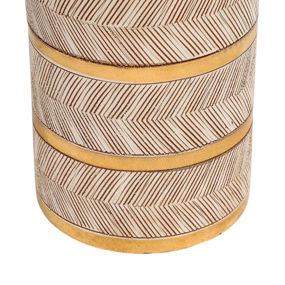 Vaso Bitossi Seta, Ceramica, Oro, Bianco, Turchese, Sgraffito, Firmato in vendita 4