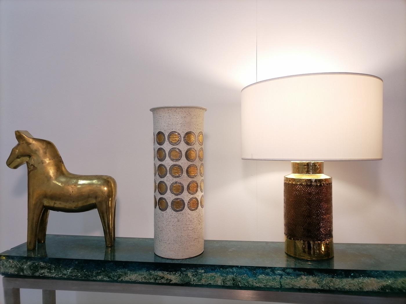Bitossi Stoneware Chamotte Gold Table Lamp, Italy, 1970 2